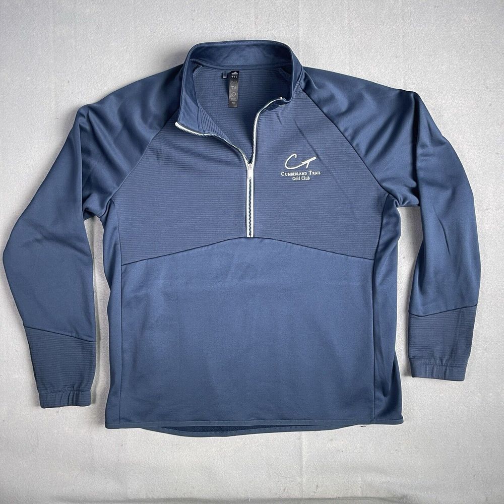 Adidas Half Zip Athletic Henley‎ Men Large Blue Wicking Cold.Rdy Running